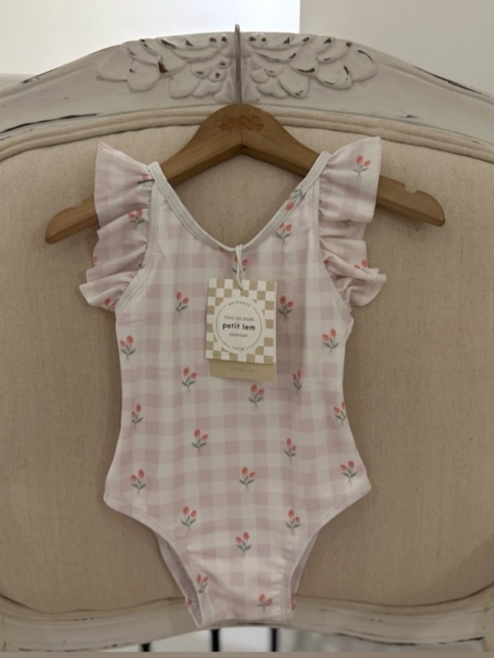 🤍 6~12 Mth Petit Lem Lavendar Tulip One Piece Baby Swimsuit Light Purple NWT